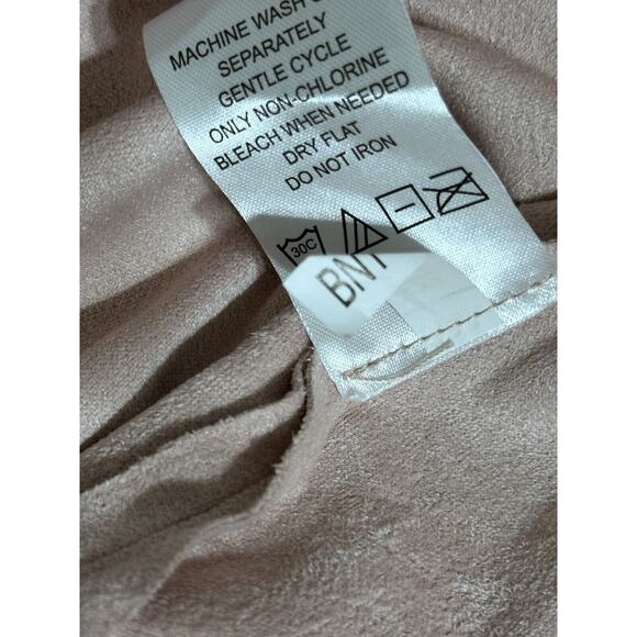 Mud Pie Carley Suede Dress Dusty Rose Pink knee length Size Large - Picture 7 of 8